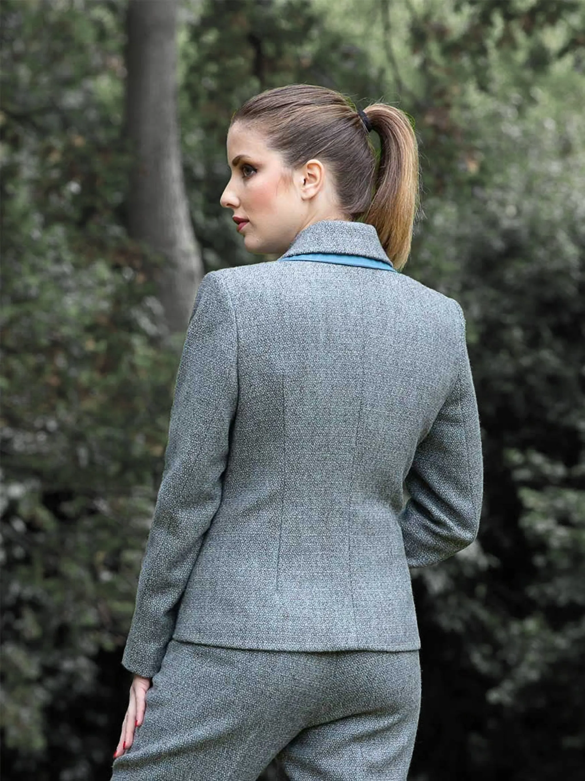 Natural Blue Wool Tweed Jacket