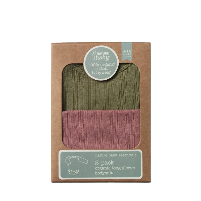 Nature Baby LS Bodysuit Derby 2 PK - Woodland Rose/Cypress