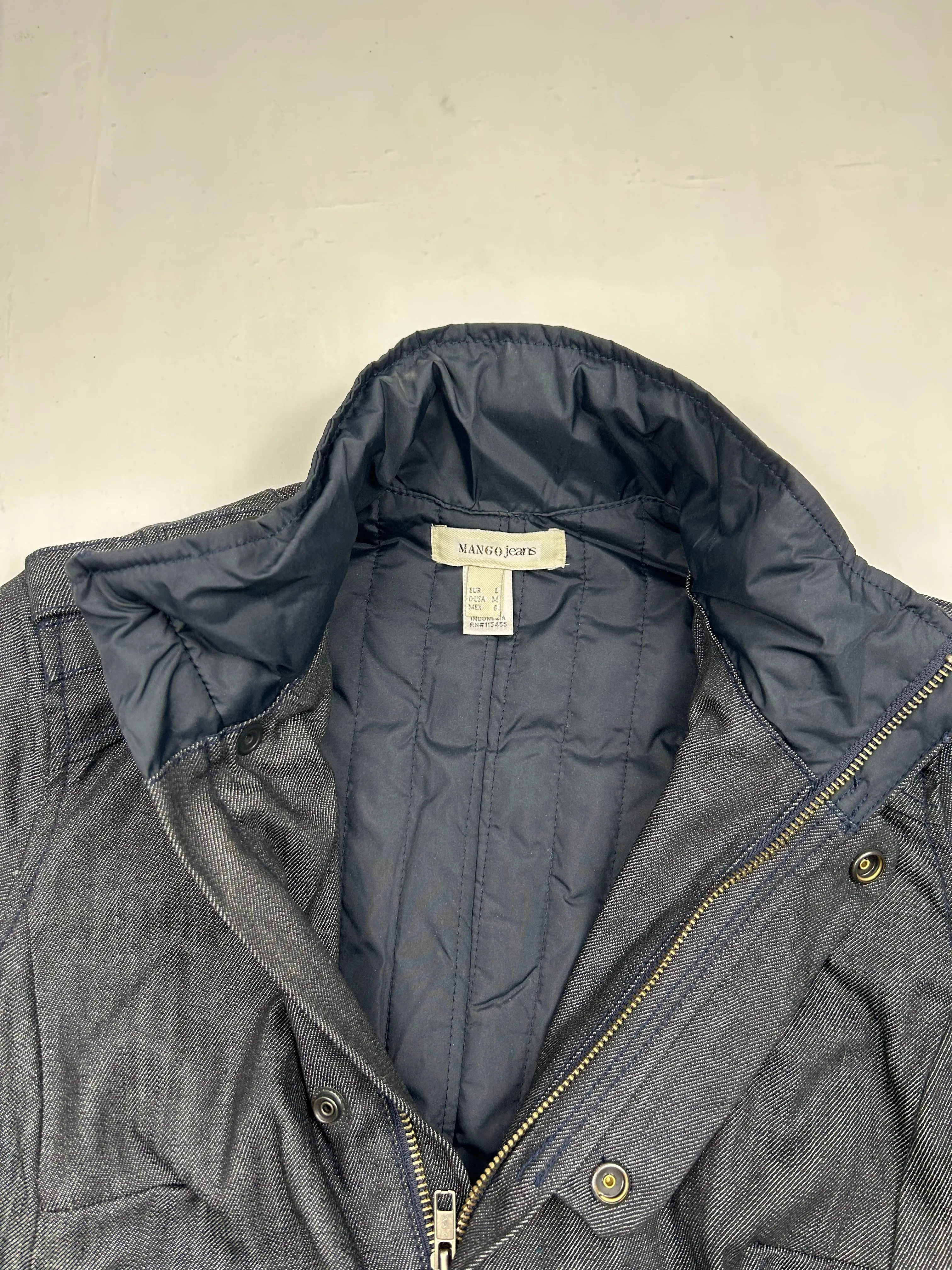 Navy zip up belt biker jacket  (S)