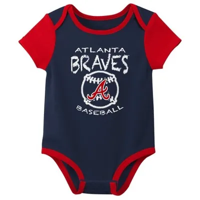 New - MLB Atlanta Braves Infant Boys' 3pk Bodysuit - 0-3M