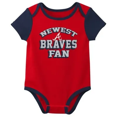 New - MLB Atlanta Braves Infant Boys' 3pk Bodysuit - 0-3M