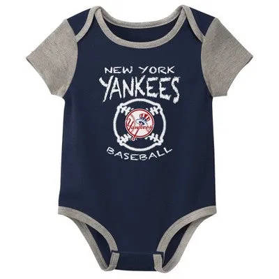 New - MLB New York Yankees Infant Boys' 3pk Bodysuit - 6-9M