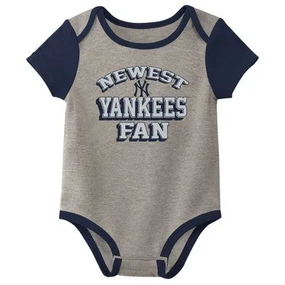 New - MLB New York Yankees Infant Boys' 3pk Bodysuit - 6-9M