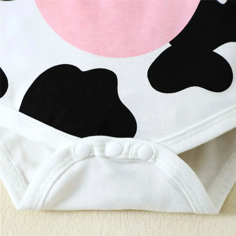 Newborn Baby Boy Cosplay Jumpsuit Cow Short Sleeved Bodysuit Calf Hat