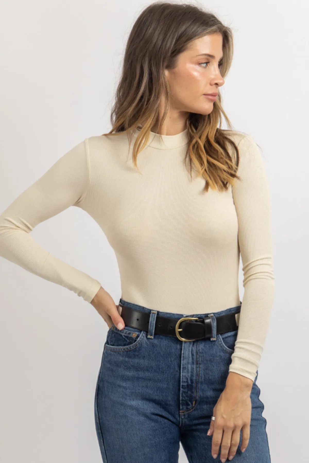 NOVA ECRU RIBBED BODYSUIT