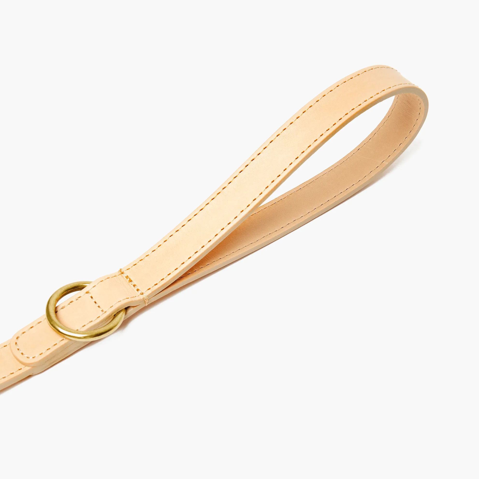 Nude Leather Dog Collar & Lead Set with Gold Hardware