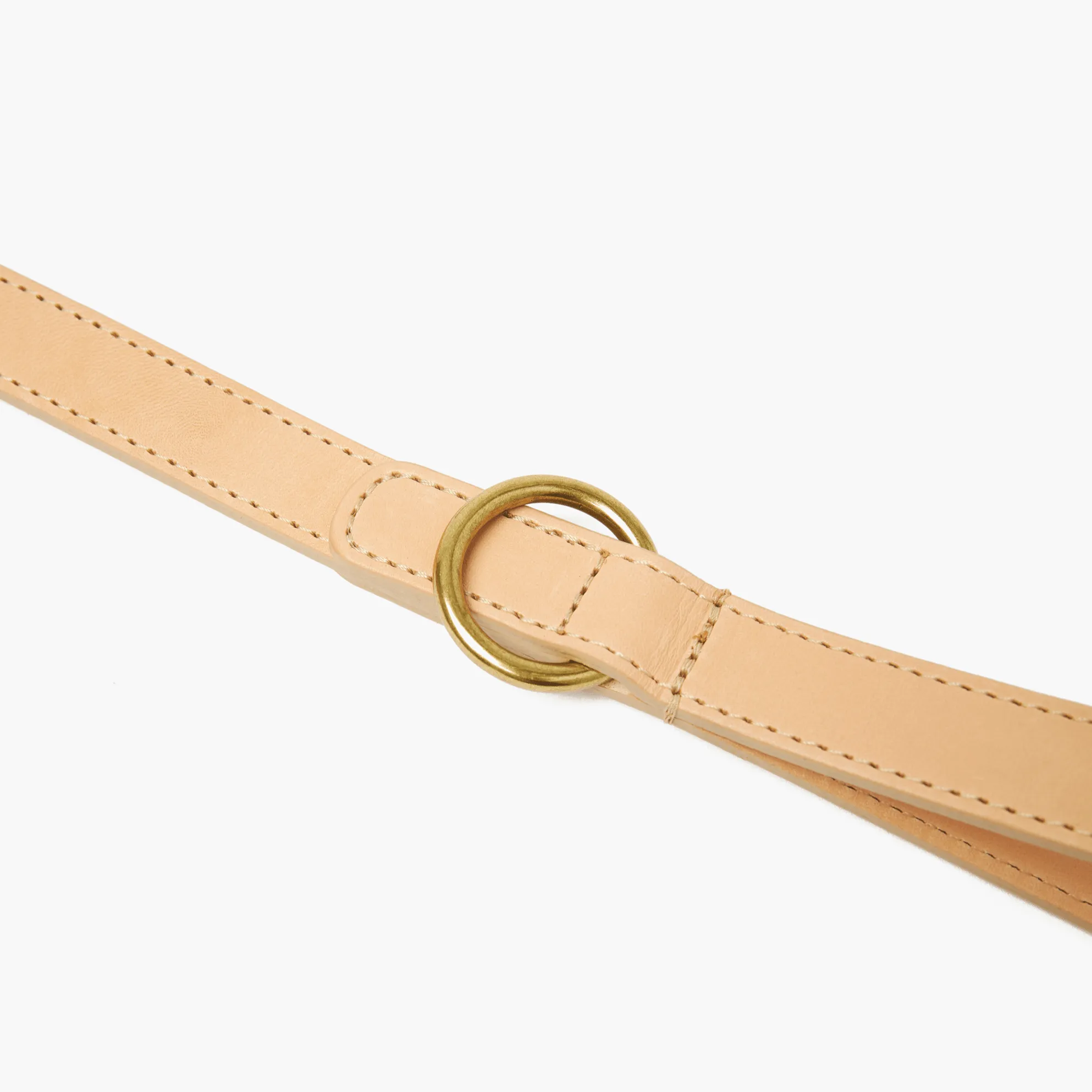Nude Leather Dog Collar & Lead Set with Gold Hardware