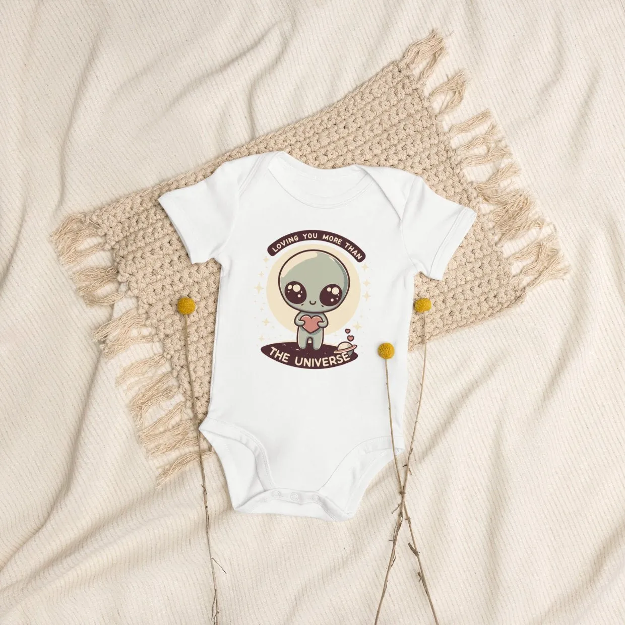 Organic Cotton Baby Bodysuit Loving You More Than The Universe