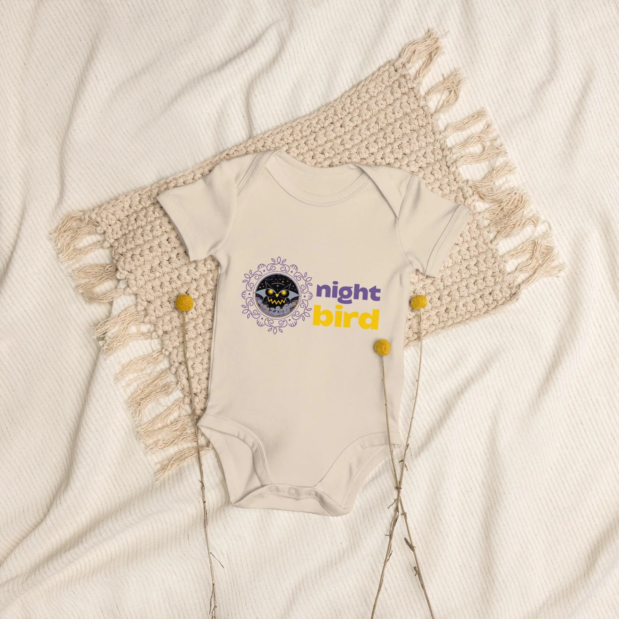 Organic Cotton Baby Bodysuit Night Owl