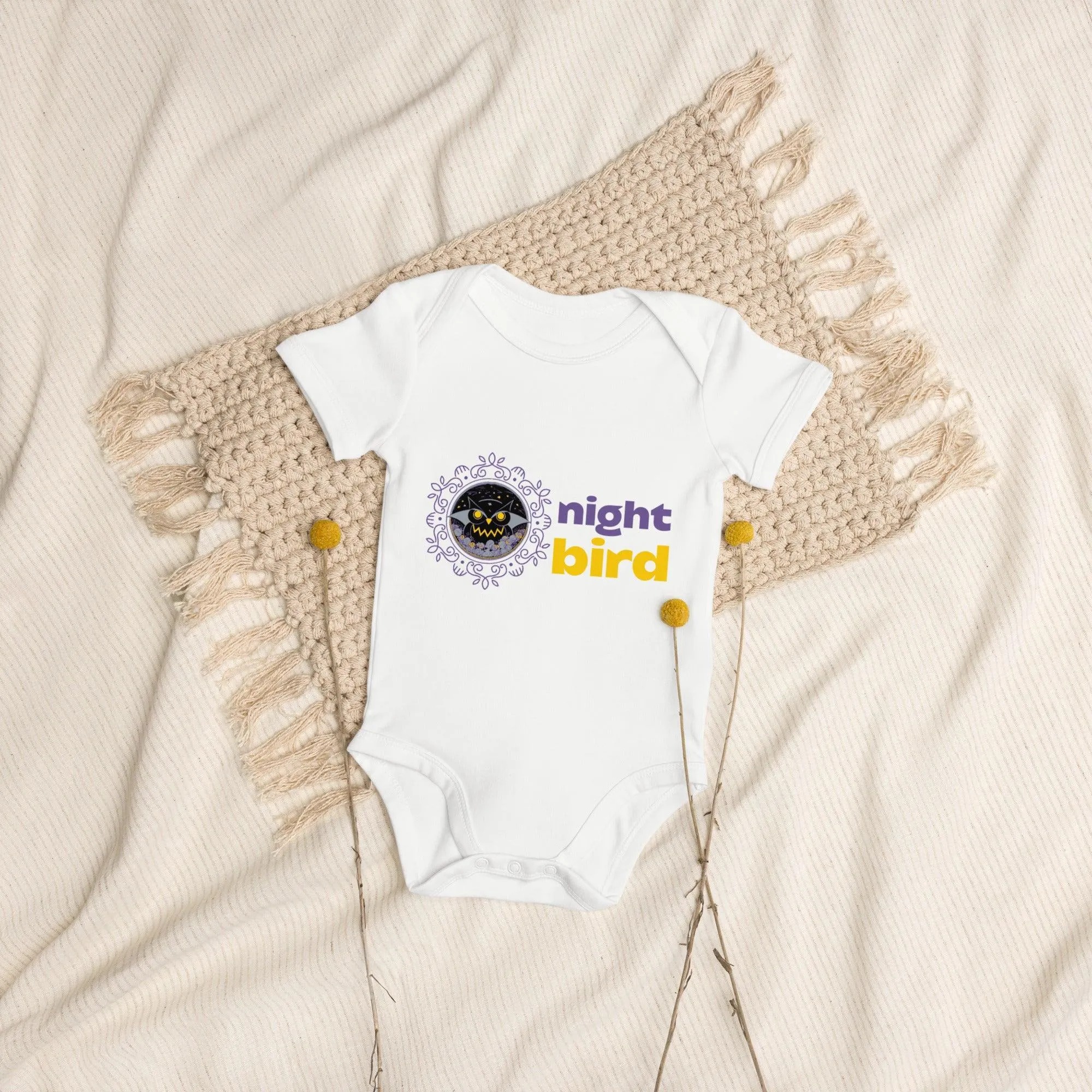 Organic Cotton Baby Bodysuit Night Owl