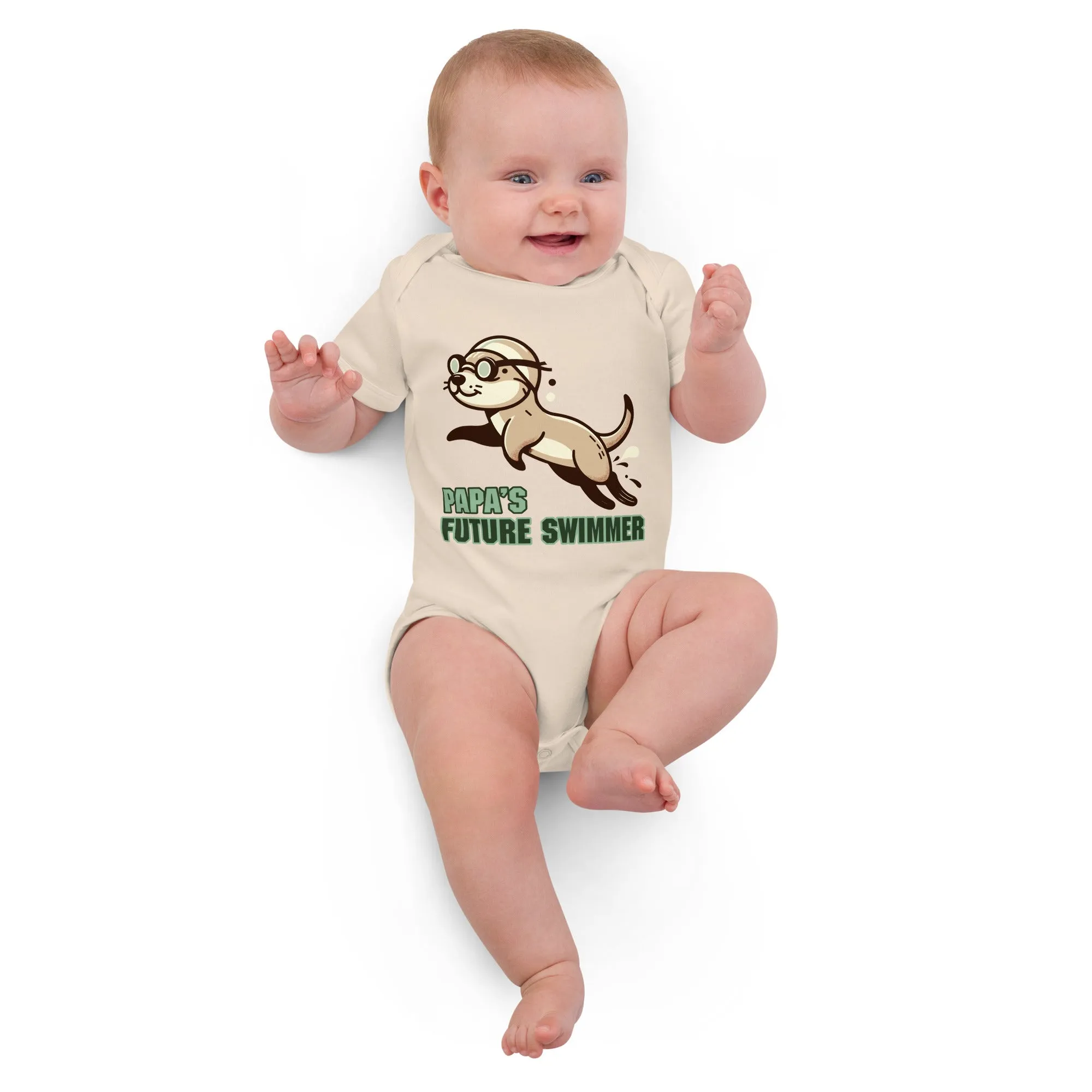 Organic Cotton Baby Bodysuit Papa's Future Swimmer