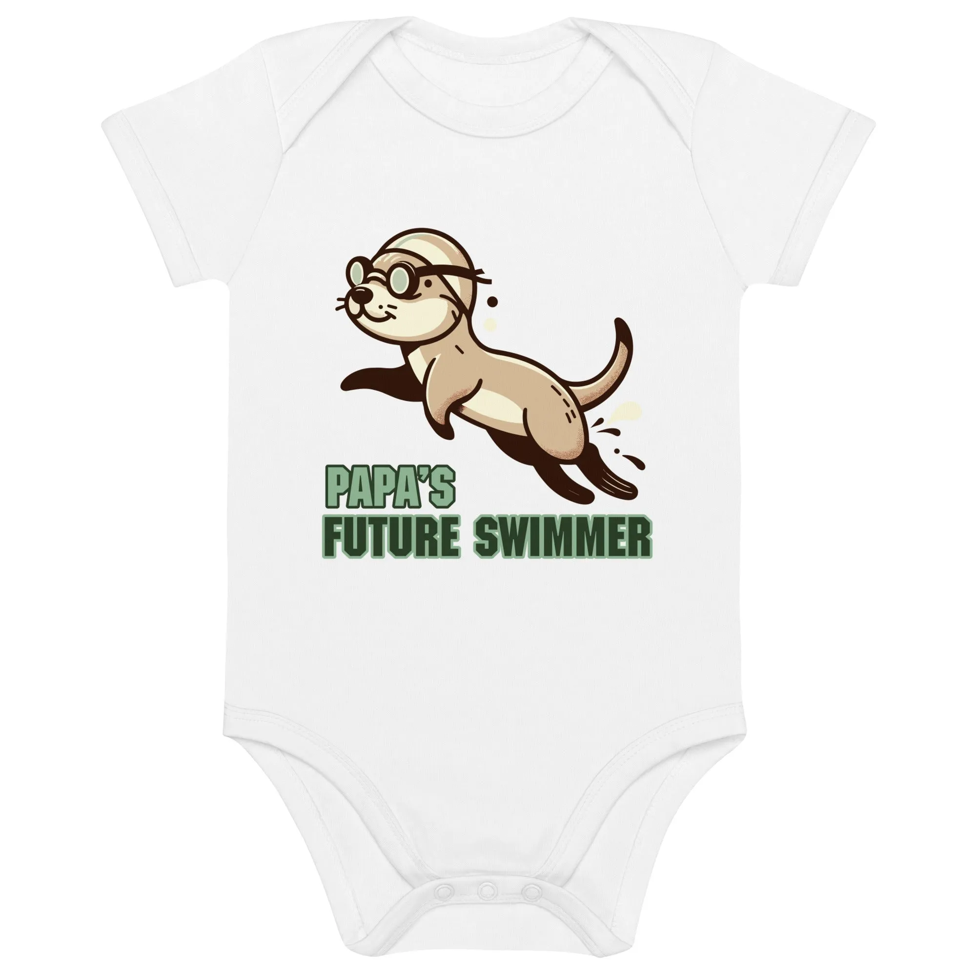 Organic Cotton Baby Bodysuit Papa's Future Swimmer