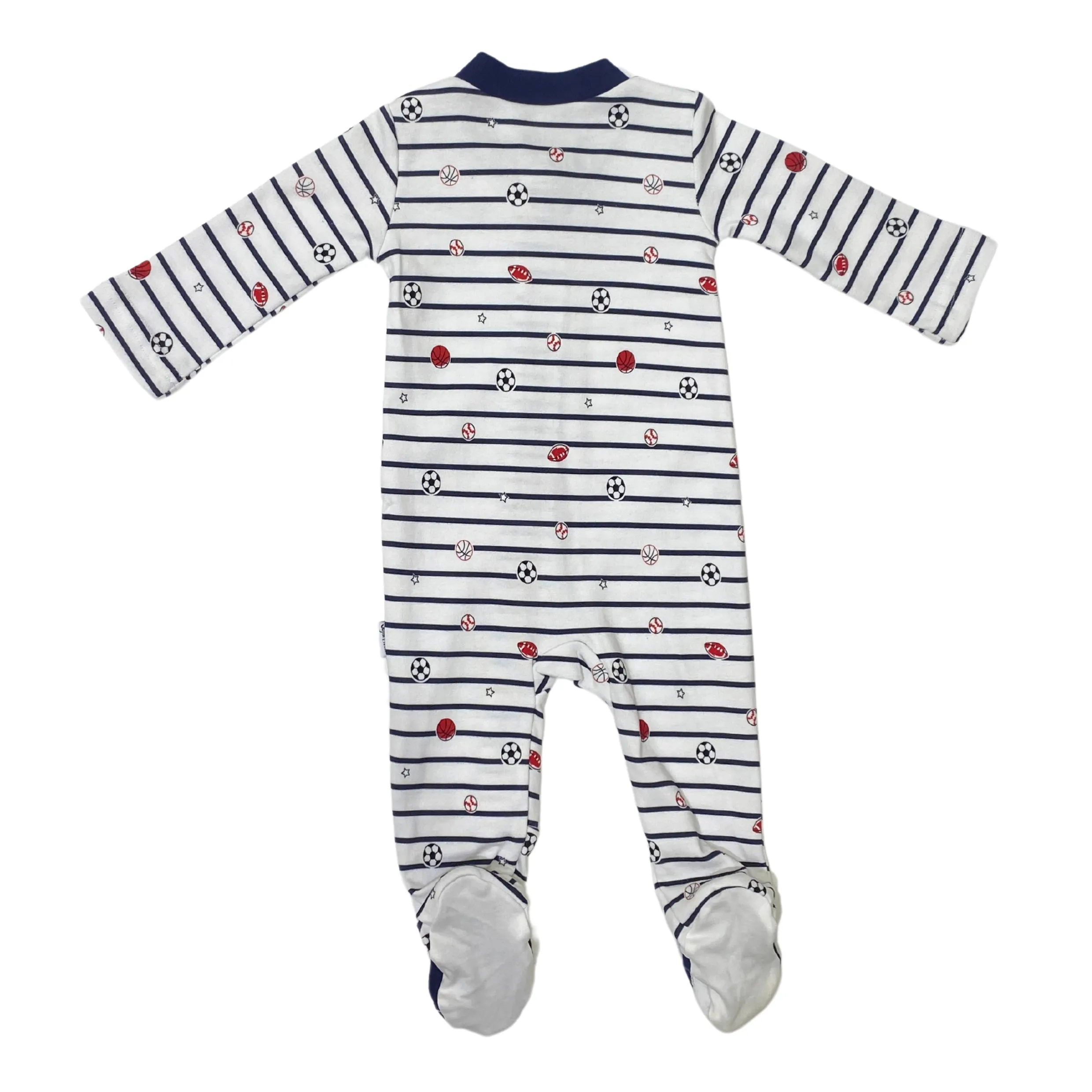Organic Cotton Baby Zippered Footie Sports Print