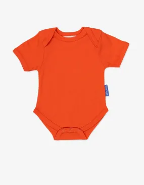 Organic Orange Basic Short-Sleeved Baby Bodysuit
