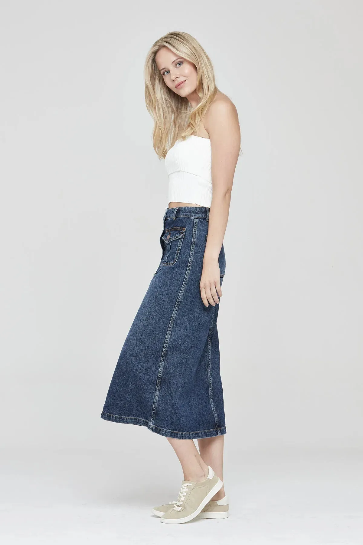 Pantamo Jeans Pantamo Mid-Tone Distressed Blue Woman's Denim Skirt