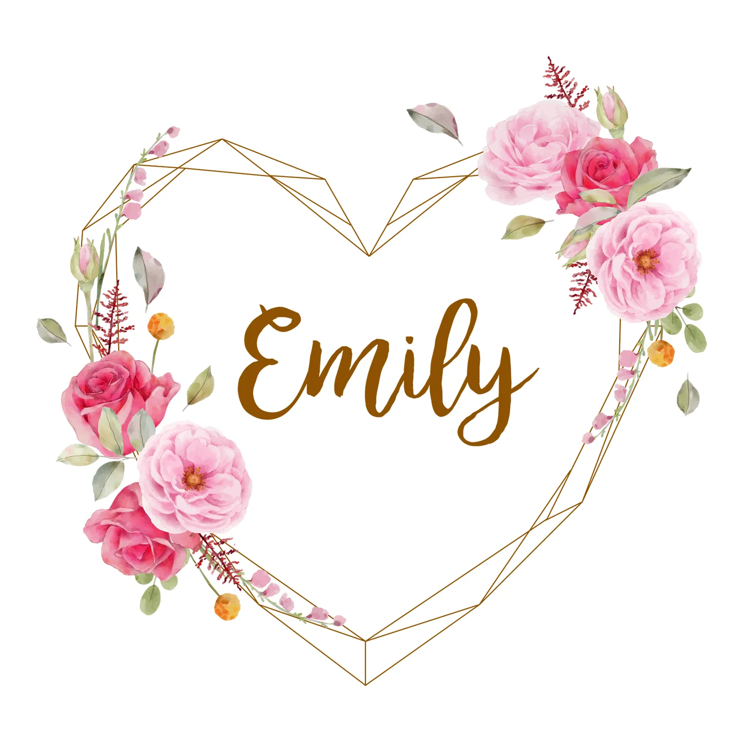 Personalized Organic Baby Bodysuit - Floral Love  (White / Long Sleeve)