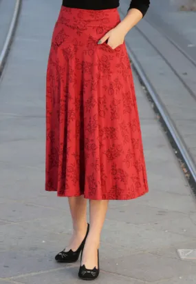 Picnic Skirt in Pomegranate Print by Effie's Heart