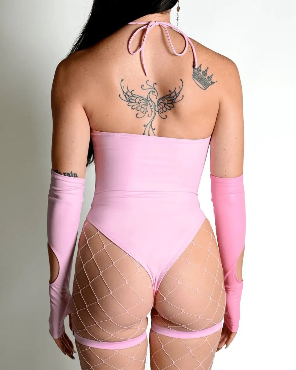 Pink 3-Ring Cutout Bodysuit