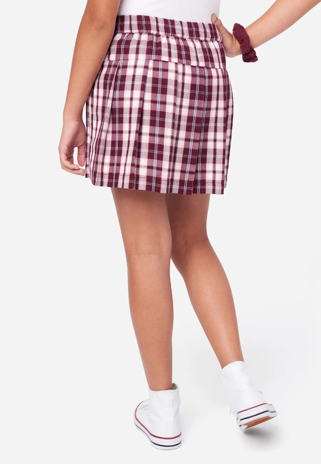 Plaid Wrap Pleated Skirt