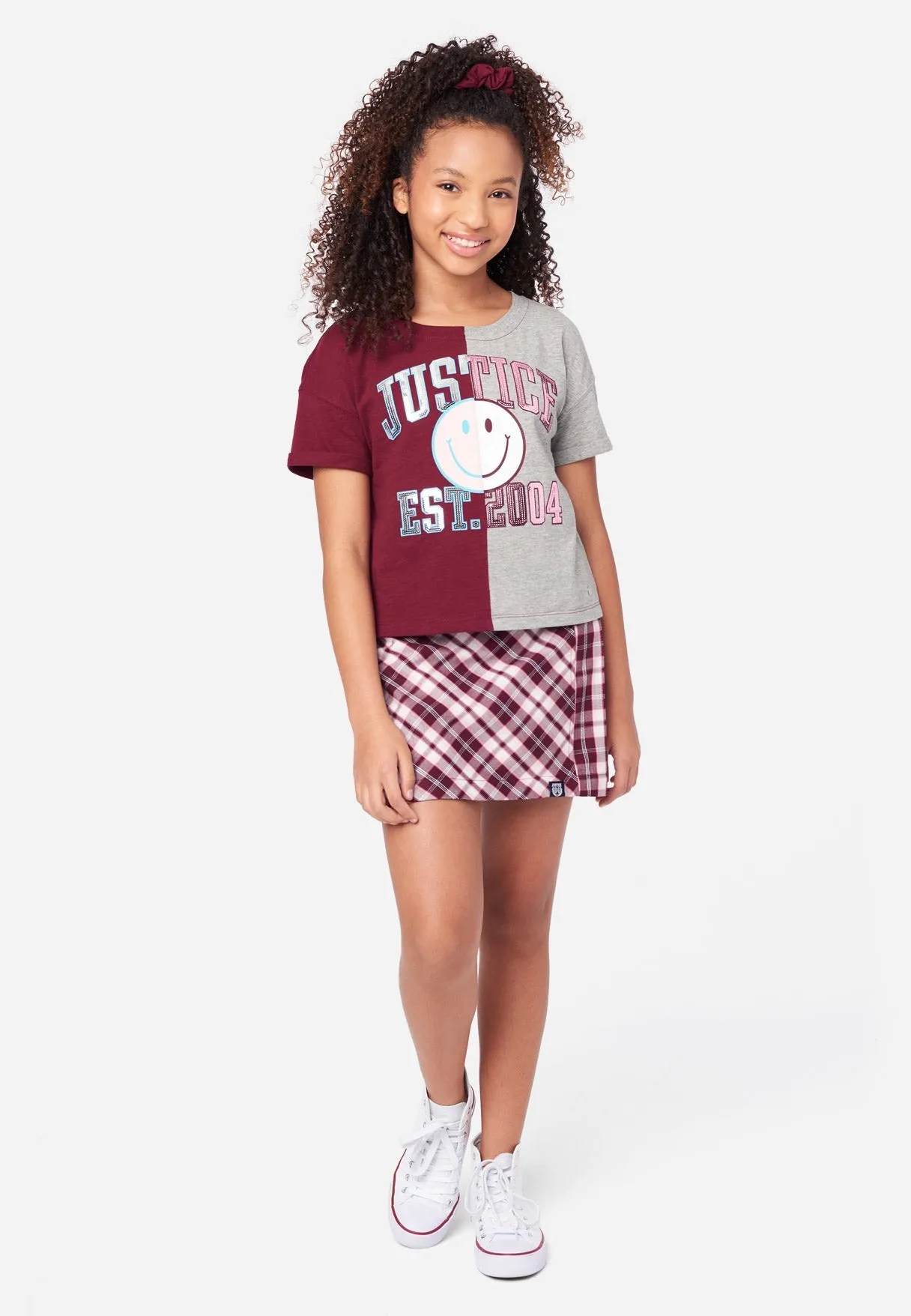 Plaid Wrap Pleated Skirt