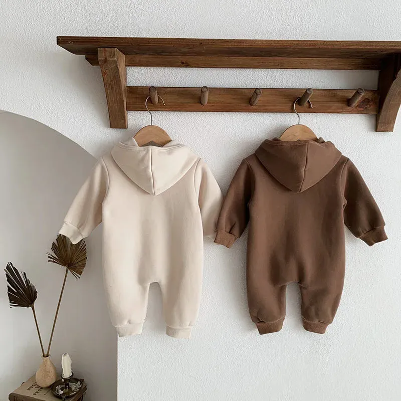 Plush Hooded Bodysuits For Baby Boys & Girls