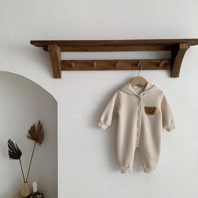 Plush Hooded Bodysuits For Baby Boys & Girls
