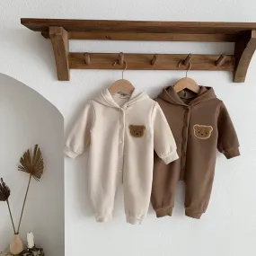 Plush Hooded Bodysuits For Baby Boys & Girls