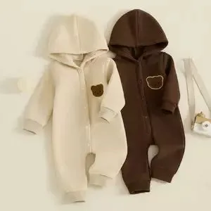Plush Hooded Bodysuits For Baby Boys & Girls