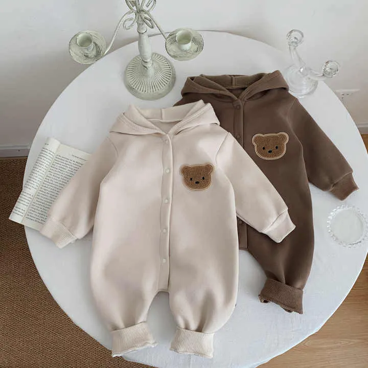 Plush Hooded Bodysuits For Baby Boys & Girls
