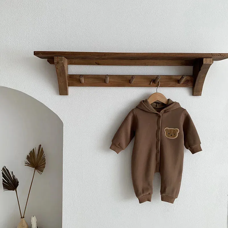 Plush Hooded Bodysuits For Baby Boys & Girls