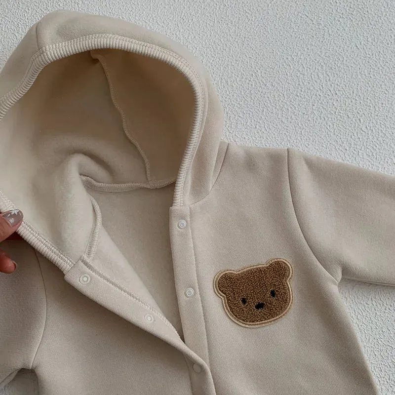 Plush Hooded Bodysuits For Baby Boys & Girls