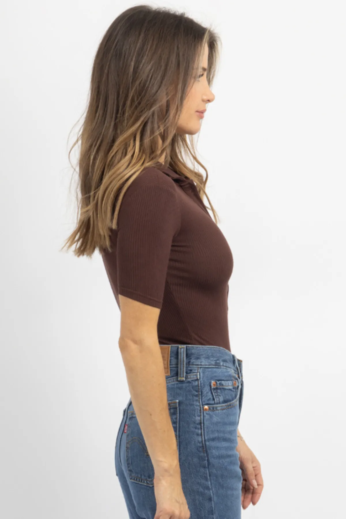 REMY BROWN BUTTON BODYSUIT