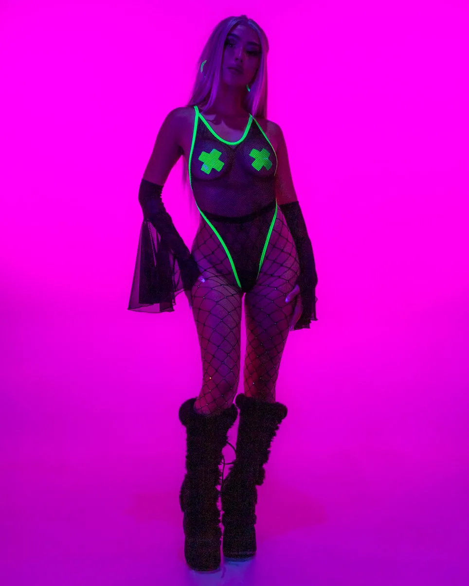 Rolita Couture X RW Black Fishnet Bodysuit