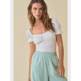 Ruched Puff Sleeve Bodysuit