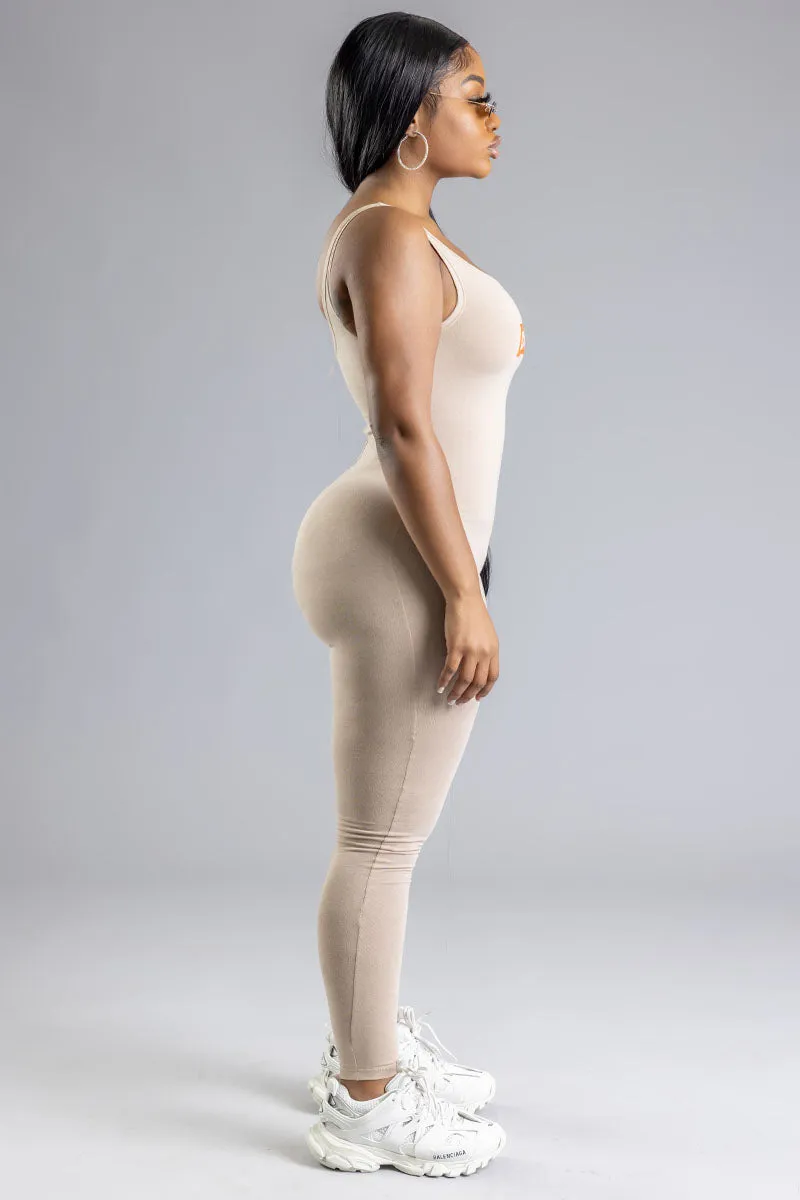 SAND N ORANGE CNT BAR BODYSUIT