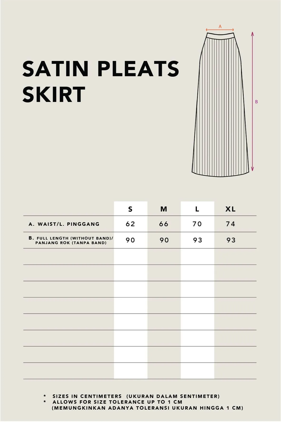 SATIN PLEATED SKIRT PLAIN SAND