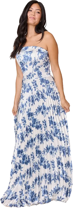 Saylor Satin Pleated Floral Print Dress | Made To Order