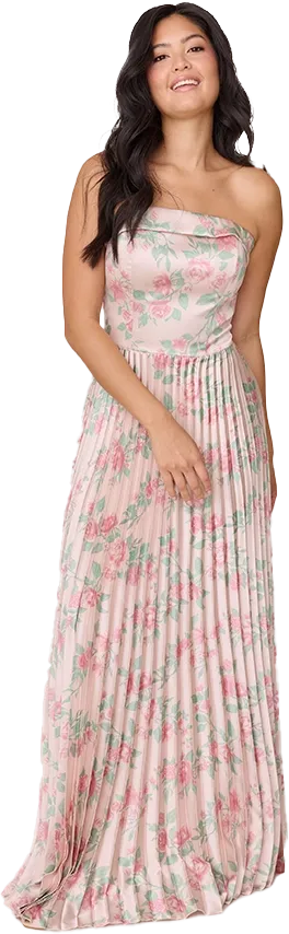 Saylor Satin Pleated Floral Print Dress | Made To Order