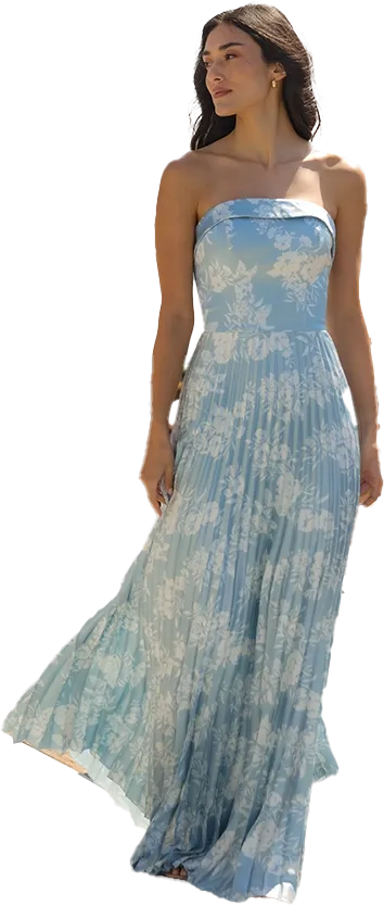Saylor Satin Pleated Floral Print Dress | Made To Order