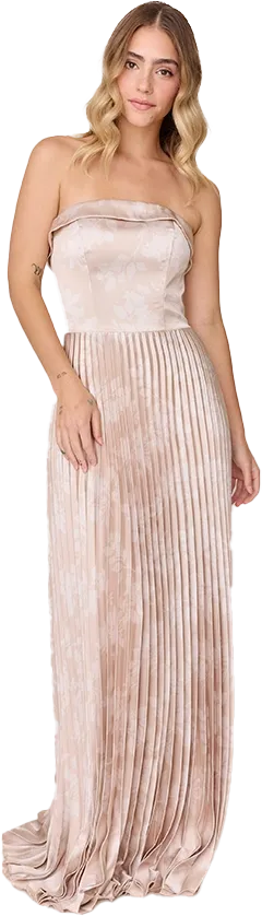 Saylor Satin Pleated Floral Print Dress | Made To Order