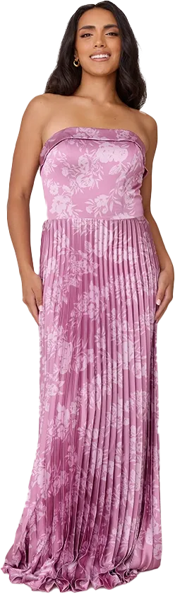 Saylor Satin Pleated Floral Print Dress | Made To Order