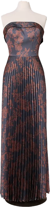 Saylor Satin Pleated Floral Print Dress | Made To Order