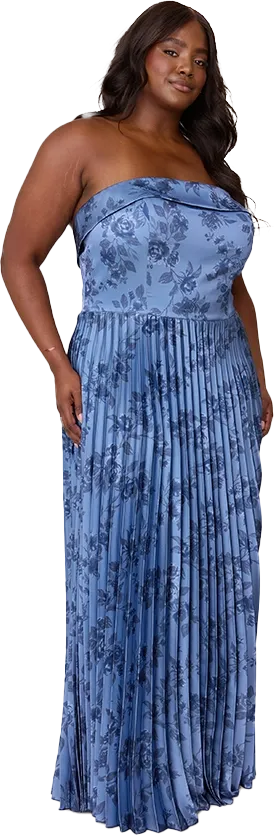 Saylor Satin Pleated Floral Print Dress | Made To Order