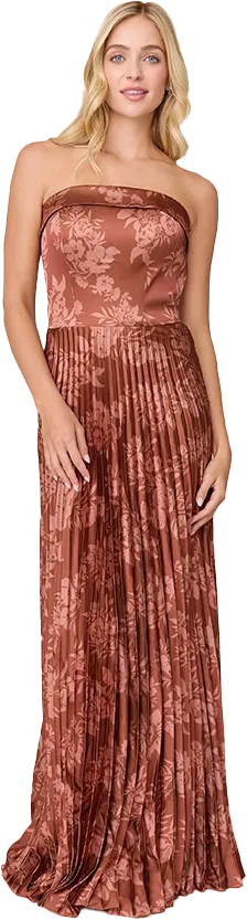 Saylor Satin Pleated Floral Print Dress | Made To Order