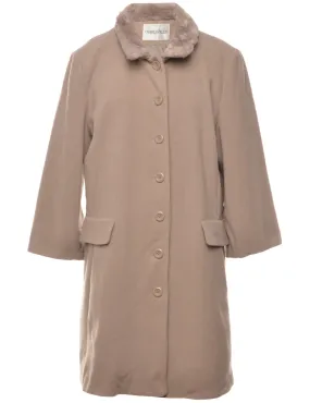 Single-Breasted Beige Wool Coat - L