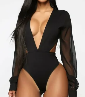 Sonia Deep V Long Sleeve Bodysuit