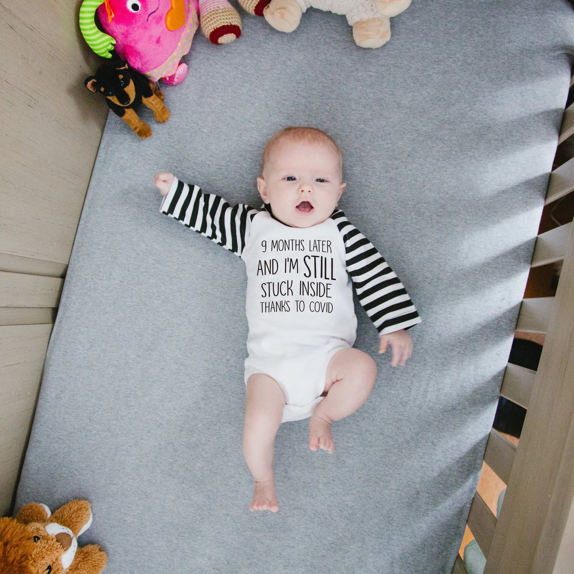 Still Stuck Bodysuit 3/4 Length Black & White Sleeve