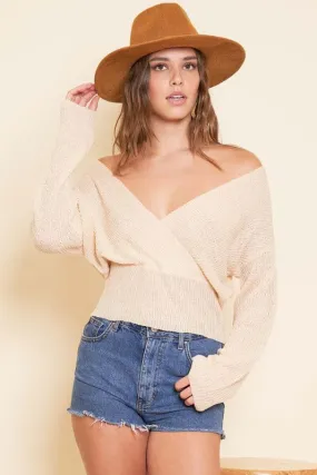 *SURPLICE SWEATER TOP CREAM