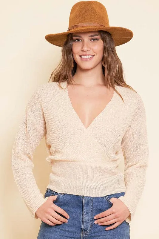 *SURPLICE SWEATER TOP CREAM