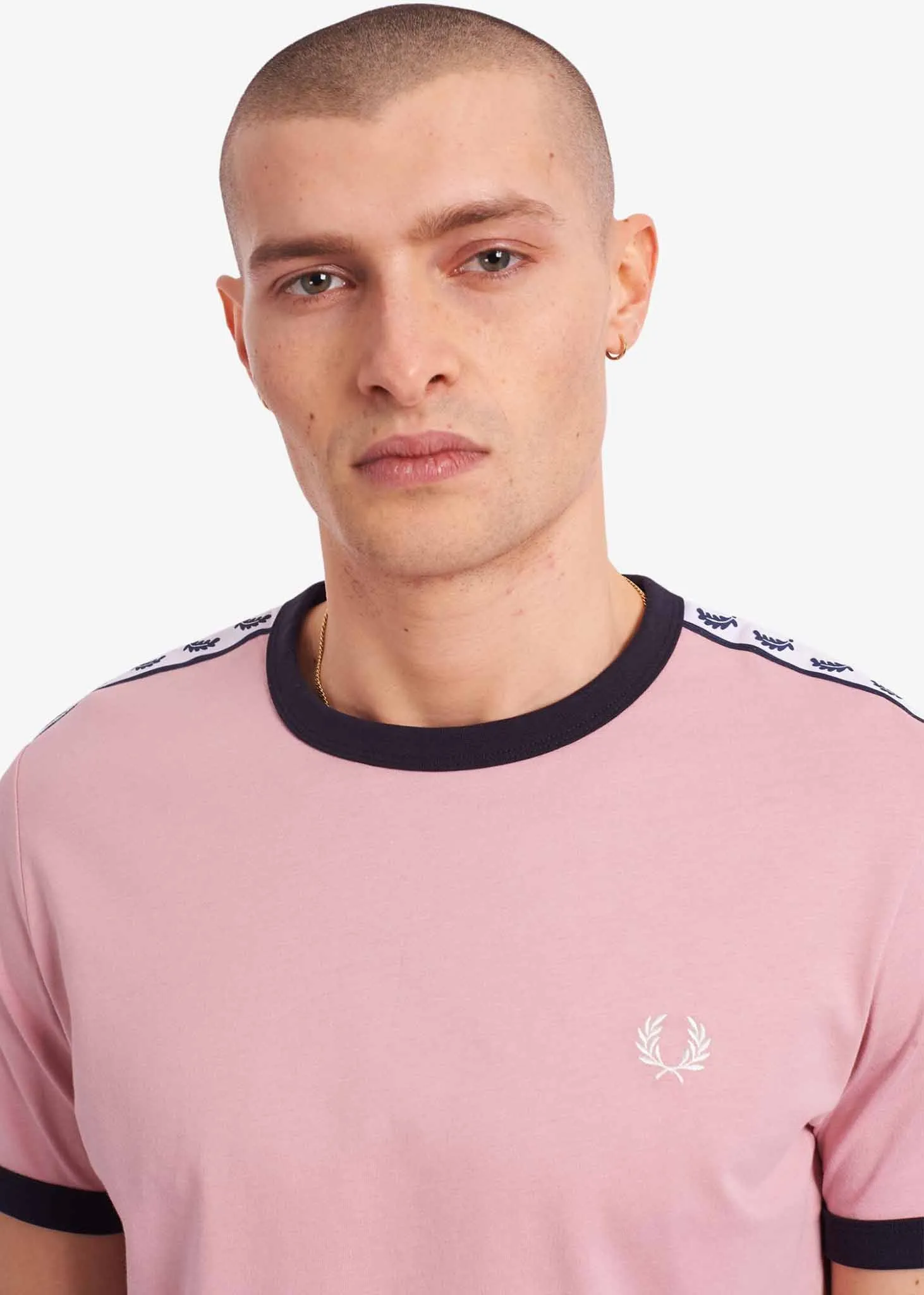 Taped ringer t-shirt - chalky pink